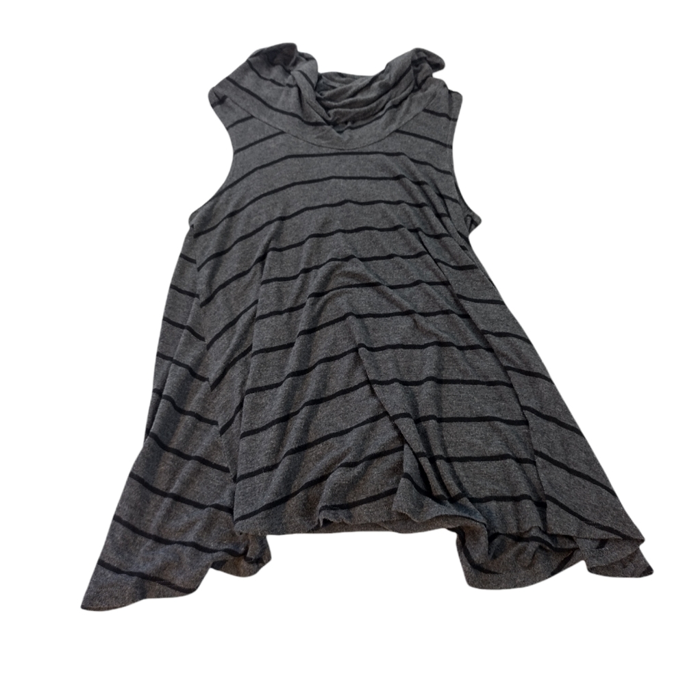 r2d Cowl Neck Sleeveless Polyester Dress Grey Black Pinstripes Women's Medium